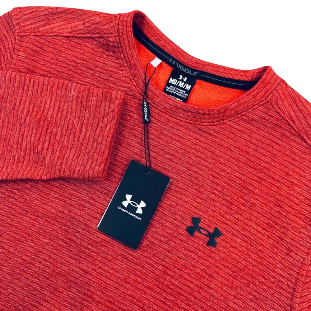 Under Armour Storm Sweater Fleece Crew Men's Medium Red Golf Pullover 1373675